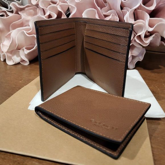 NWT COACH Men's 3 In 1 Wallet in Leather, Color Saddle, with Coach Gift Box - Picture 5 of 8